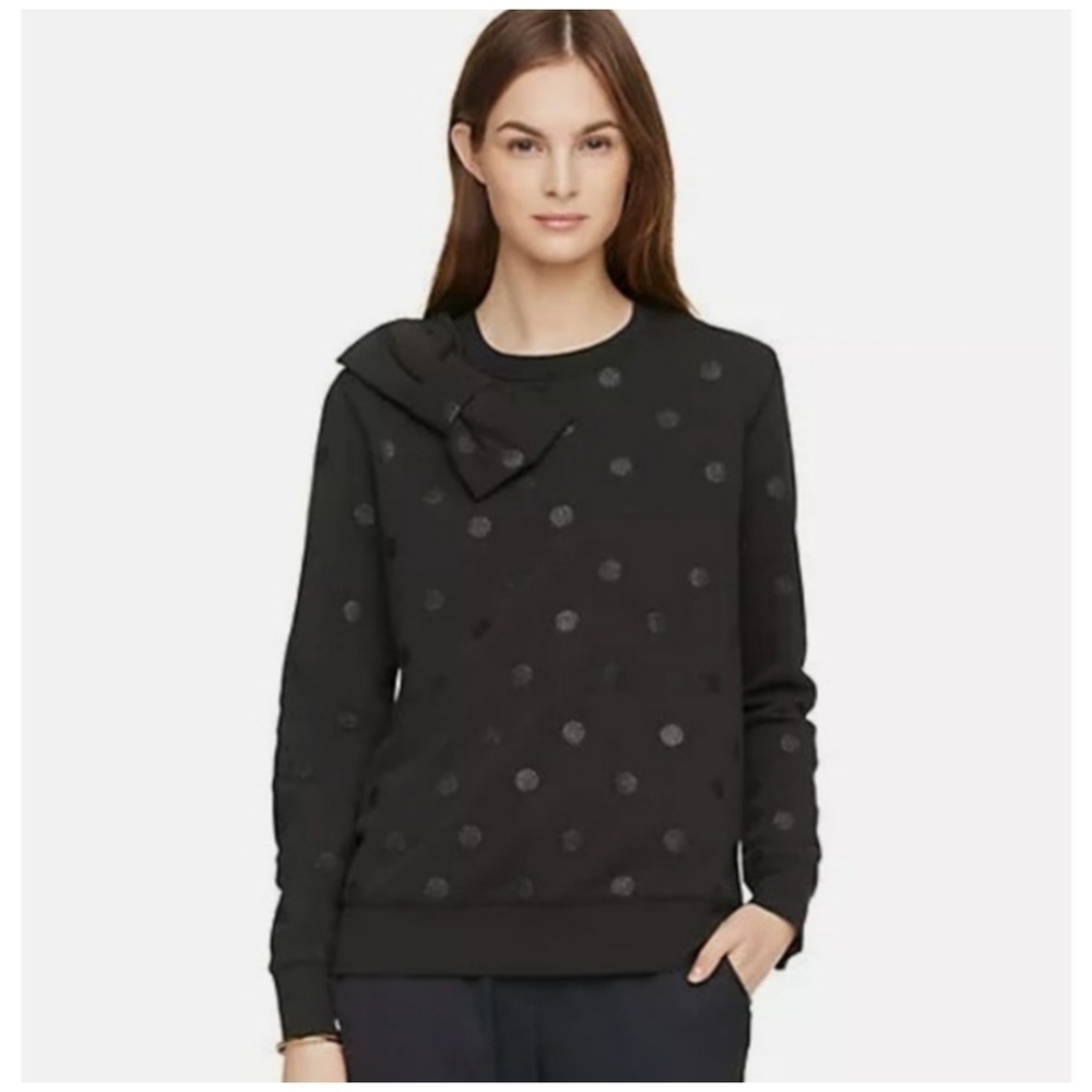 Kate Spade Black Glitter Sparks Bow Detail Sweatshirt XS